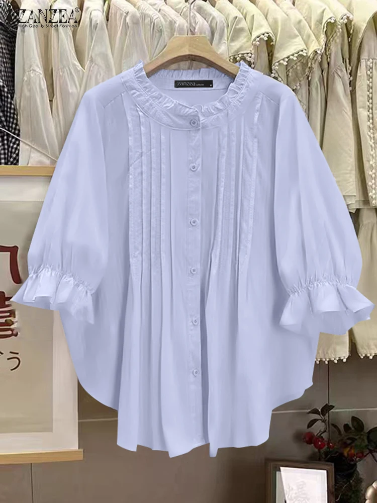 ZANZEA Summer Women Shirts 2025 Casual Ruffled Tunic Tops Solid Color Blouses Loose Pleated Half Sleeve Elegant Korean Blusas
ZANZEA Summer Women Shirts 2025 Casual Ruffled Tunic Tops Solid Color Blouses Loose Pleated Half Sleeve Elegant Korean Blusas