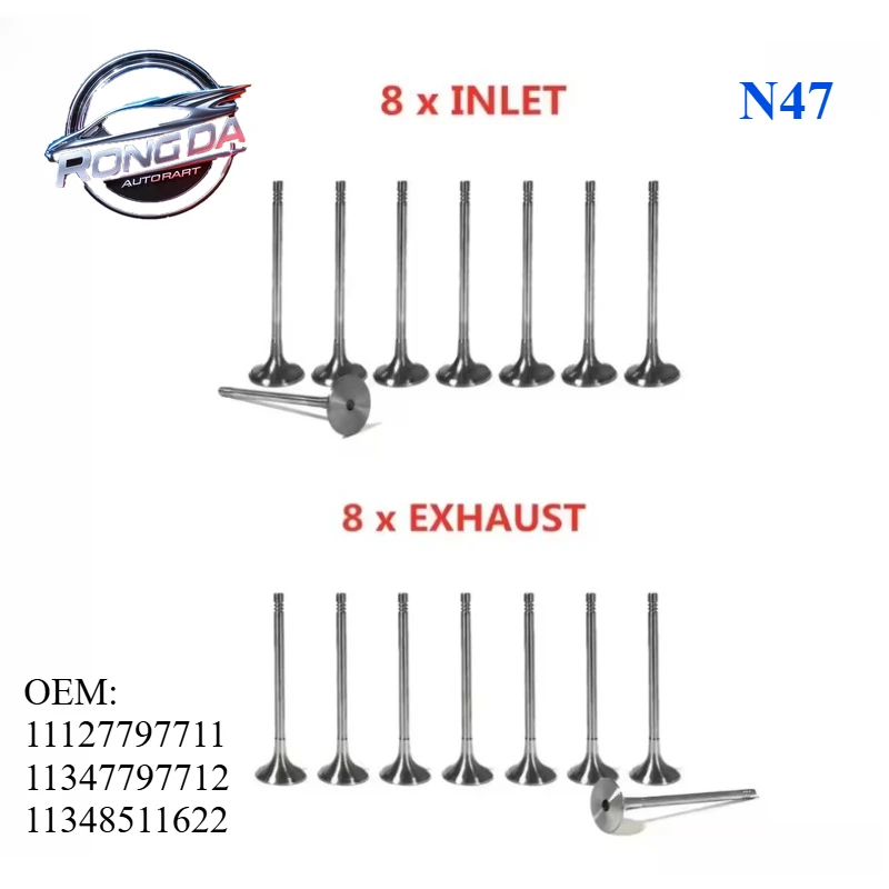 OEM 11127797711 11347797712 Впускные и выпускные клапаны двигателя для BMW Mini Cooper 116d 214d 218d 220d N47 N57 B37 2,0 3,0 л T 04-19
OEM 11127797711 11347797712 Впускные и выпускные клапаны двигателя для BMW Mini Cooper 116d 214d 218d 220d N47 N57 B37 2,0 3,0 л T 04-19
