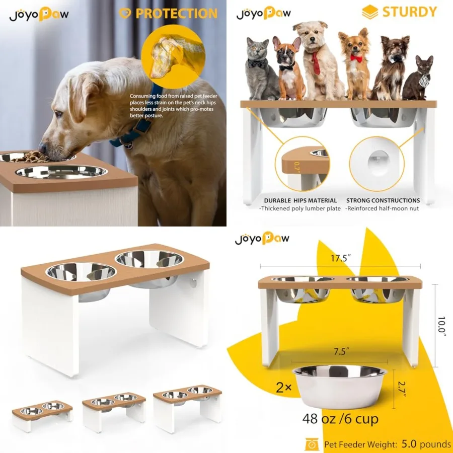 Elevated Dog Bowls, Waterproof Raised Dog Bowl for Medium Large Dogs, HIPS Poly Lumber Stand with 2 Stainless Steel Bowls, Indo
Elevated Dog Bowls, Waterproof Raised Dog Bowl for Medium Large Dogs, HIPS Poly Lumber Stand with 2 Stainless Steel Bowls, Indo