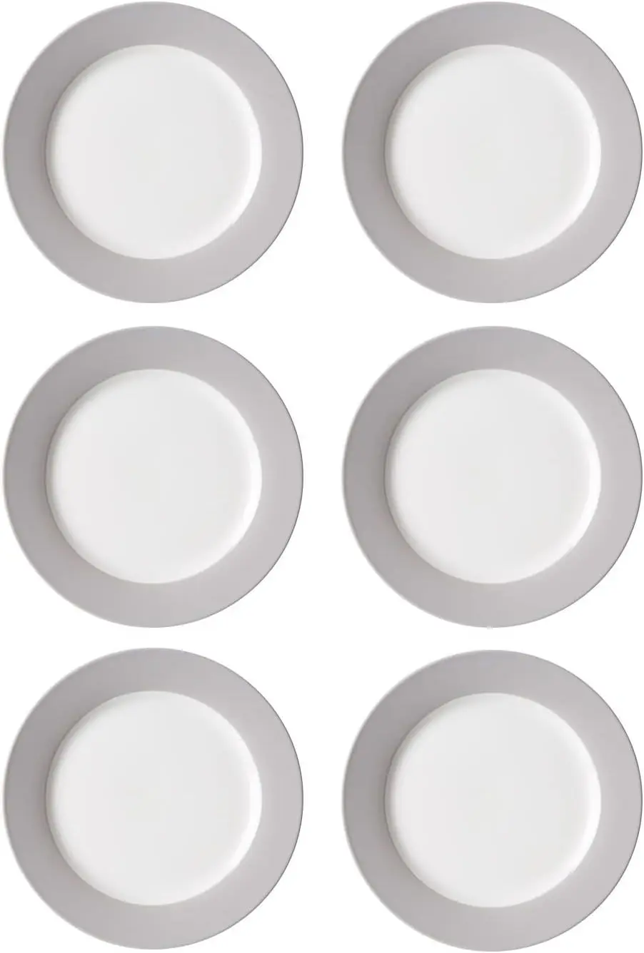 Doppio Dinner Plates, Diameter 27 cm, Grey, Set of 6, Flat Plates with Coloured Rim, Porcelain
Doppio Dinner Plates, Diameter 27 cm, Grey, Set of 6, Flat Plates with Coloured Rim, Porcelain