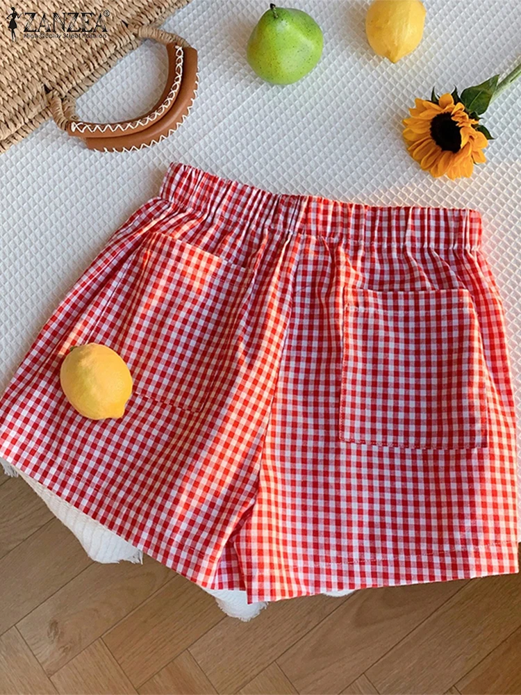 ZANZEA Casual Loose Plaid Shorts Women Summer Bottoms 2025 Fashion Beach Wear Loose Elastic Waist Pockets Short Pants Oversized
ZANZEA Casual Loose Plaid Shorts Women Summer Bottoms 2025 Fashion Beach Wear Loose Elastic Waist Pockets Short Pants Oversized