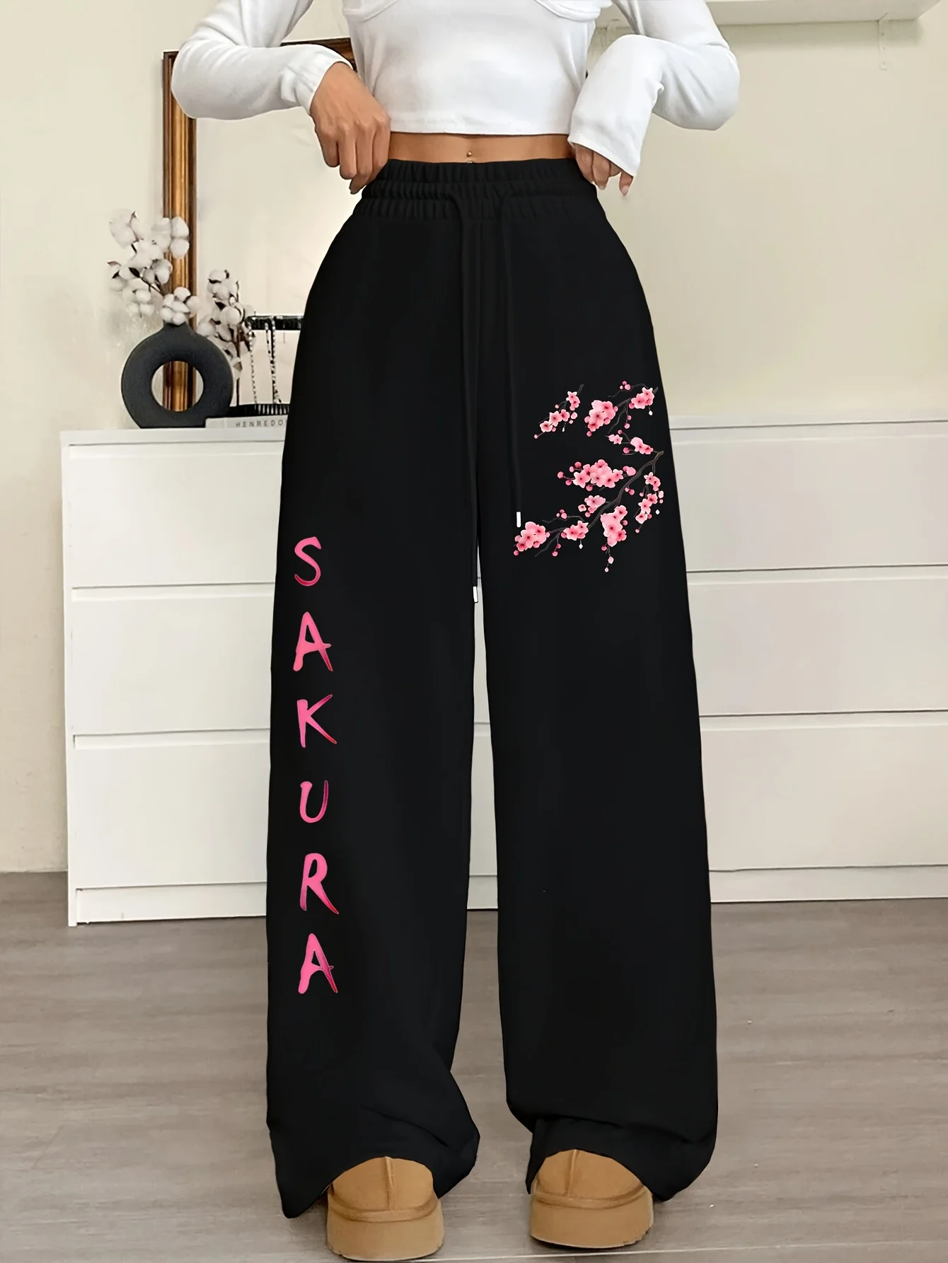 Women's Street Style Casual Sweatpants with Cherry Blossoms Print Arrivals for Spring Fleece Loose Fit Streetwear Oversized
Women's Street Style Casual Sweatpants with Cherry Blossoms Print Arrivals for Spring Fleece Loose Fit Streetwear Oversized