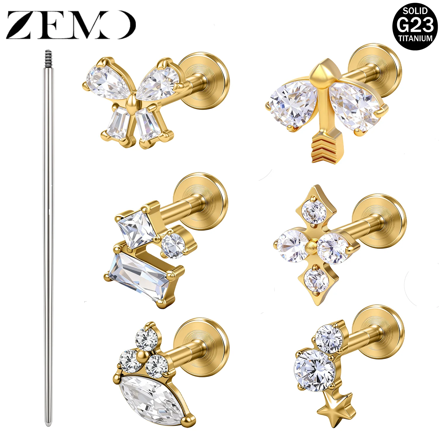 ZEMO 3PCS ASTM F136 Titanium Lip Stud Ear Stud CZ Crystal Labret Lip Piercing Internal Thread Helix Lobe Piercing Earrings 6/8MM
ZEMO 3PCS ASTM F136 Titanium Lip Stud Ear Stud CZ Crystal Labret Lip Piercing Internal Thread Helix Lobe Piercing Earrings 6/8MM