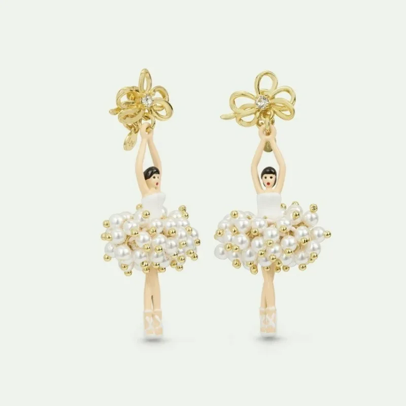 French Popular New Style White Glass Pearl Skirt Hem Earrings Ear Clip Necklace Fairy Style Gentle Bowknot Dancing Girl Dangle
French Popular New Style White Glass Pearl Skirt Hem Earrings Ear Clip Necklace Fairy Style Gentle Bowknot Dancing Girl Dangle