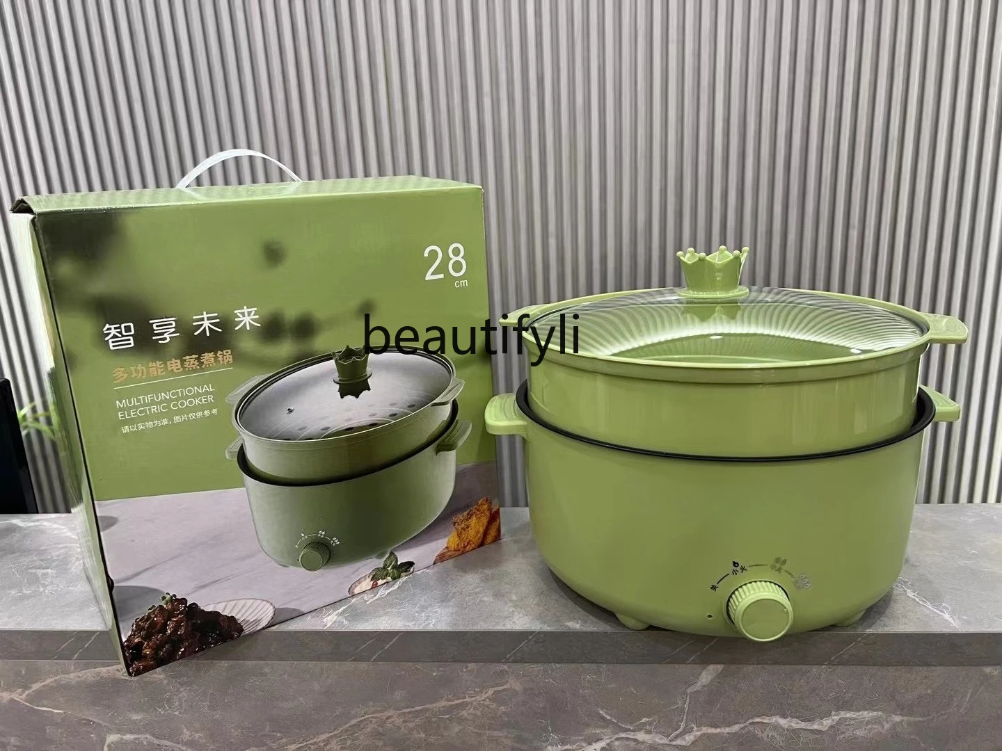 New multi-functional electric hot pot, knob electric cooking pot household double-layer noodle soup non-stick pan
New multi-functional electric hot pot, knob electric cooking pot household double-layer noodle soup non-stick pan
