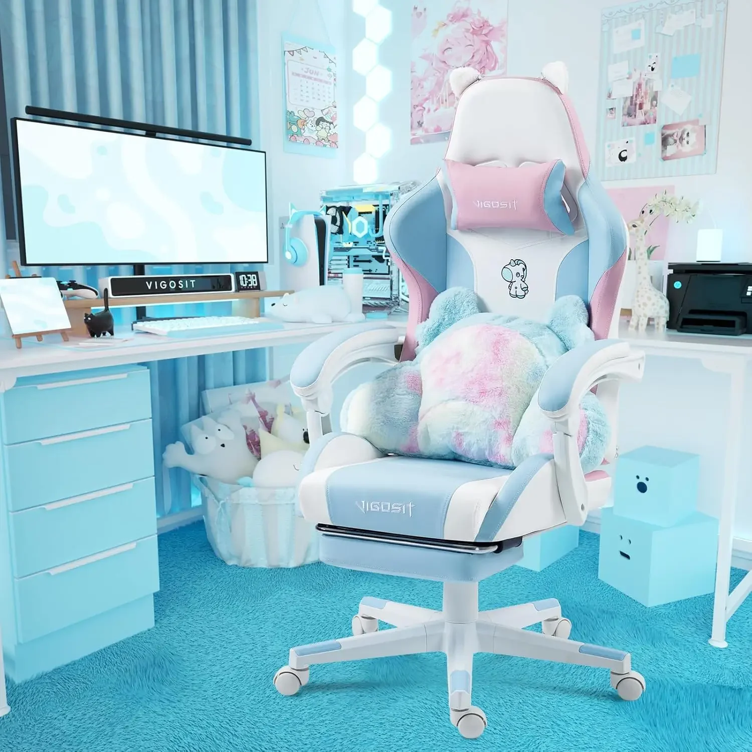 Chair with Cushion and Decorated Ears, Ergonomic , Reclining PC Game
Chair with Cushion and Decorated Ears, Ergonomic , Reclining PC Game
