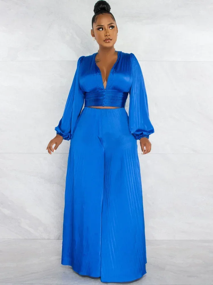 GUWU Pleated Women Puff Long Sleeve Deep V Neck Shirt Wide Leg Pants Suit Streetwear Two Piece Set Elegant Sexy Party Outfit
GUWU Pleated Women Puff Long Sleeve Deep V Neck Shirt Wide Leg Pants Suit Streetwear Two Piece Set Elegant Sexy Party Outfit