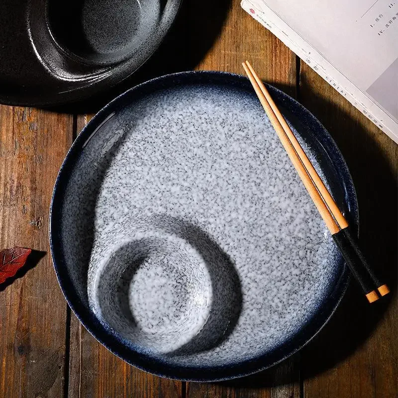 Japanese Dumpling Plate with Vinegar, Ceramic Tableware, Round Compartments Plate, Household Cold Dish Plate
Japanese Dumpling Plate with Vinegar, Ceramic Tableware, Round Compartments Plate, Household Cold Dish Plate
