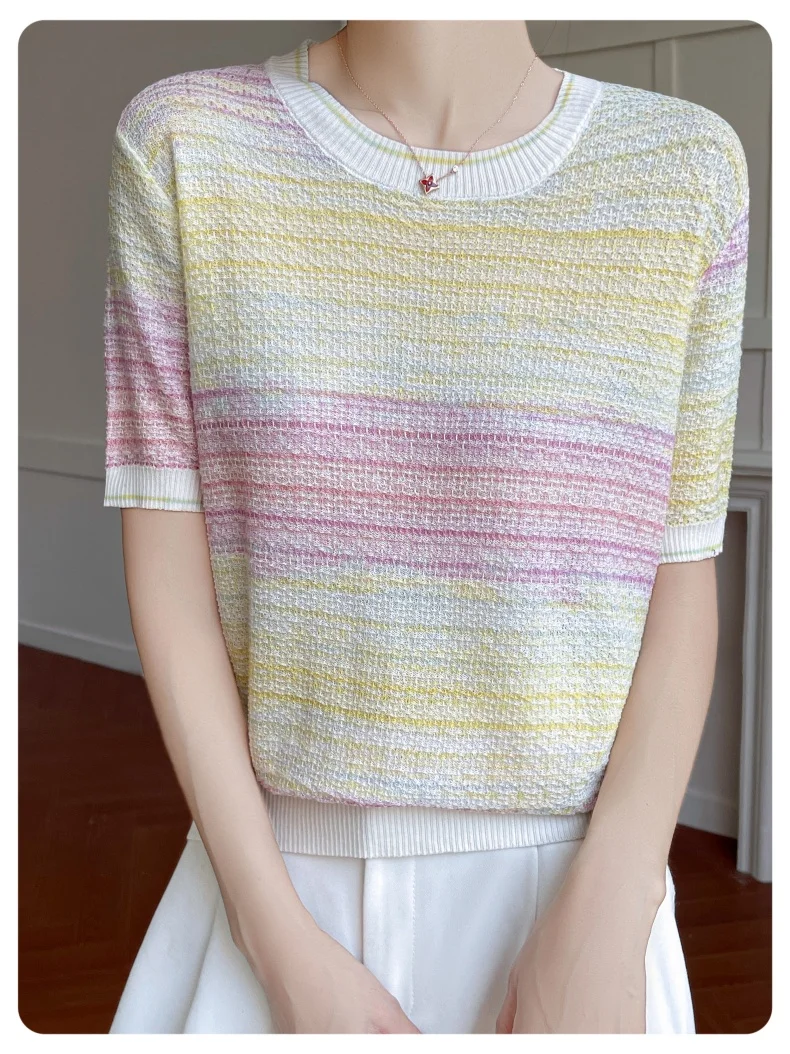 New Summer Short Sleeves T-Shirt O-Neck Gradient T-Shirt Lyocell T-Shirt Women's High Grade T-Shirt Fashion T-Shirt Leisure Tops
New Summer Short Sleeves T-Shirt O-Neck Gradient T-Shirt Lyocell T-Shirt Women's High Grade T-Shirt Fashion T-Shirt Leisure Tops