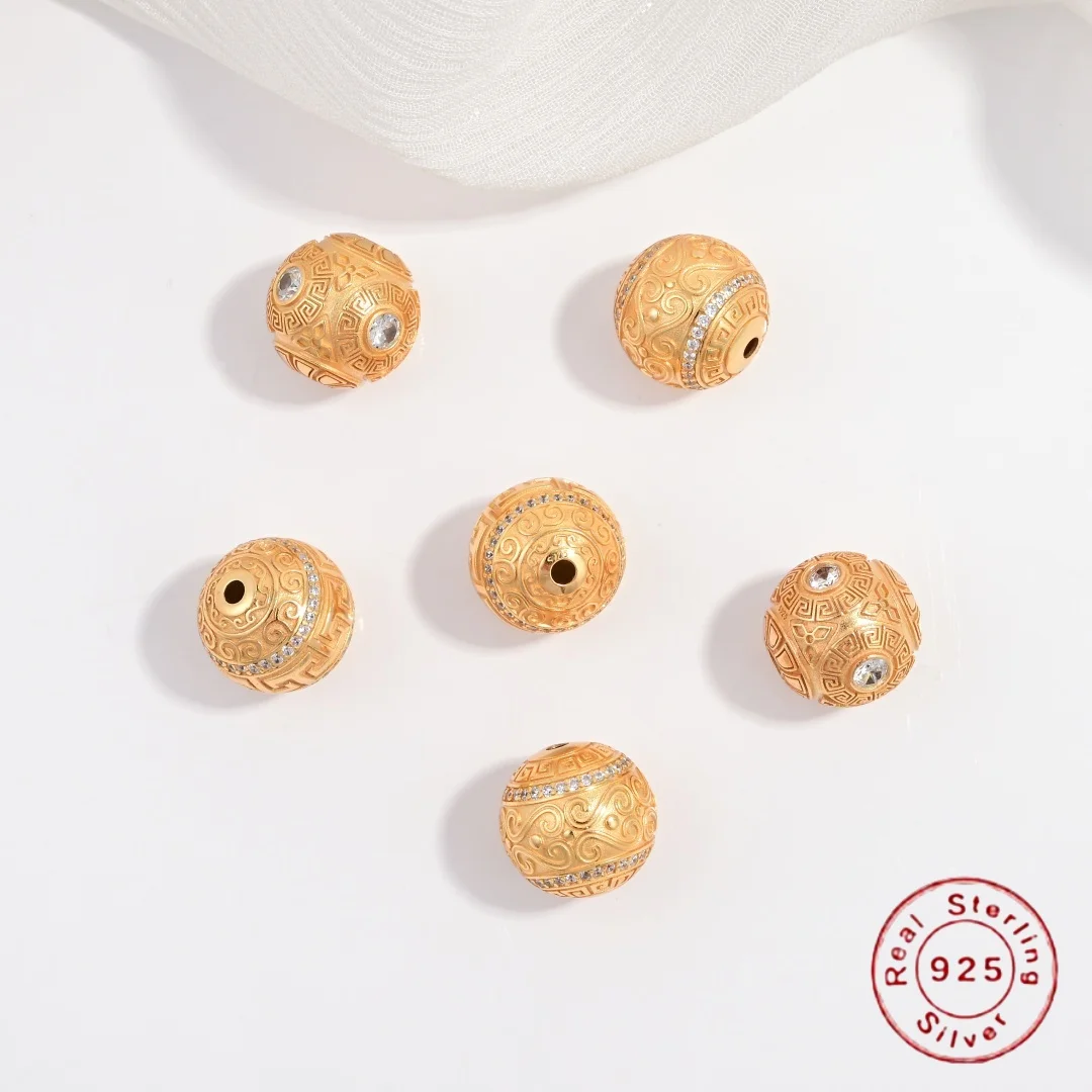 S925 Sterling Silver Inlaid Zircon Meander Pattern Round Spacer Beads, DIY Handmade Bracelet Necklace Loose Bead Material SZ229
S925 Sterling Silver Inlaid Zircon Meander Pattern Round Spacer Beads, DIY Handmade Bracelet Necklace Loose Bead Material SZ229