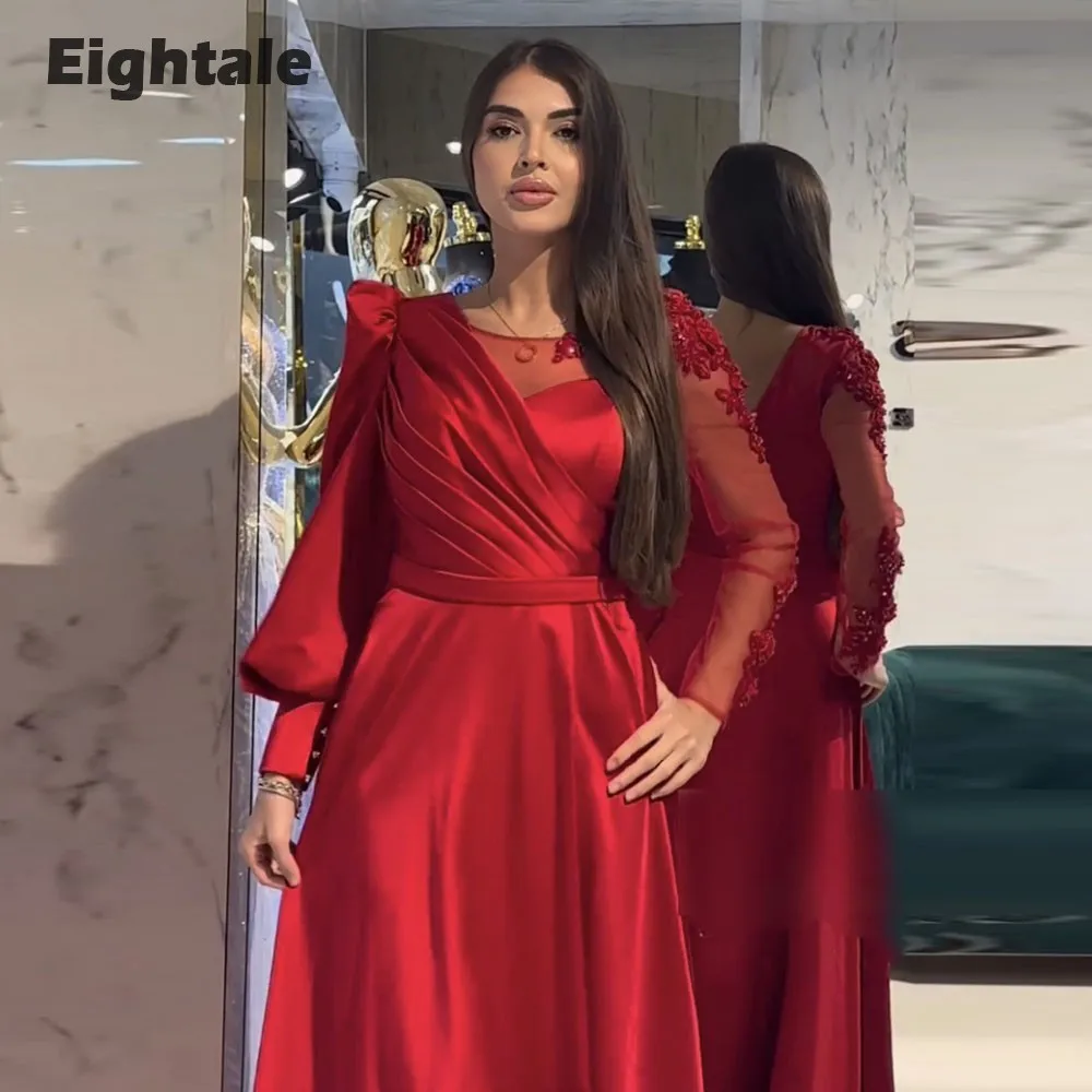 Eightale Red Evening Dresses 3D Flowers O-Neck Appliques Beaded Long Sleeves A-Line Prom Party Gown Wedding Vestidos De Gala
Eightale Red Evening Dresses 3D Flowers O-Neck Appliques Beaded Long Sleeves A-Line Prom Party Gown Wedding Vestidos De Gala