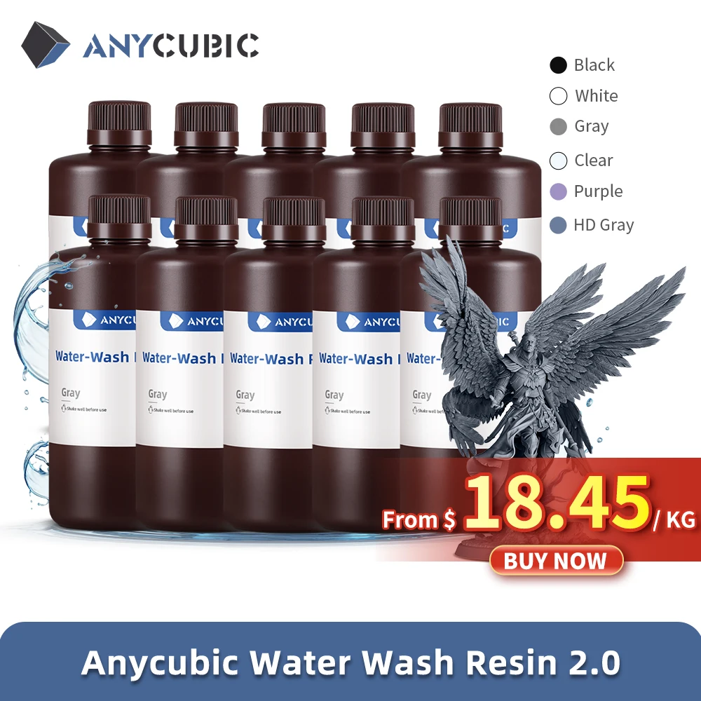 ANYCUBIC 10KG Water-Wash Resin For LCD 3D Printer High Precision Low Odor Low Viscosity 3D Printing Standard Photopolymer
ANYCUBIC 10KG Water-Wash Resin For LCD 3D Printer High Precision Low Odor Low Viscosity 3D Printing Standard Photopolymer