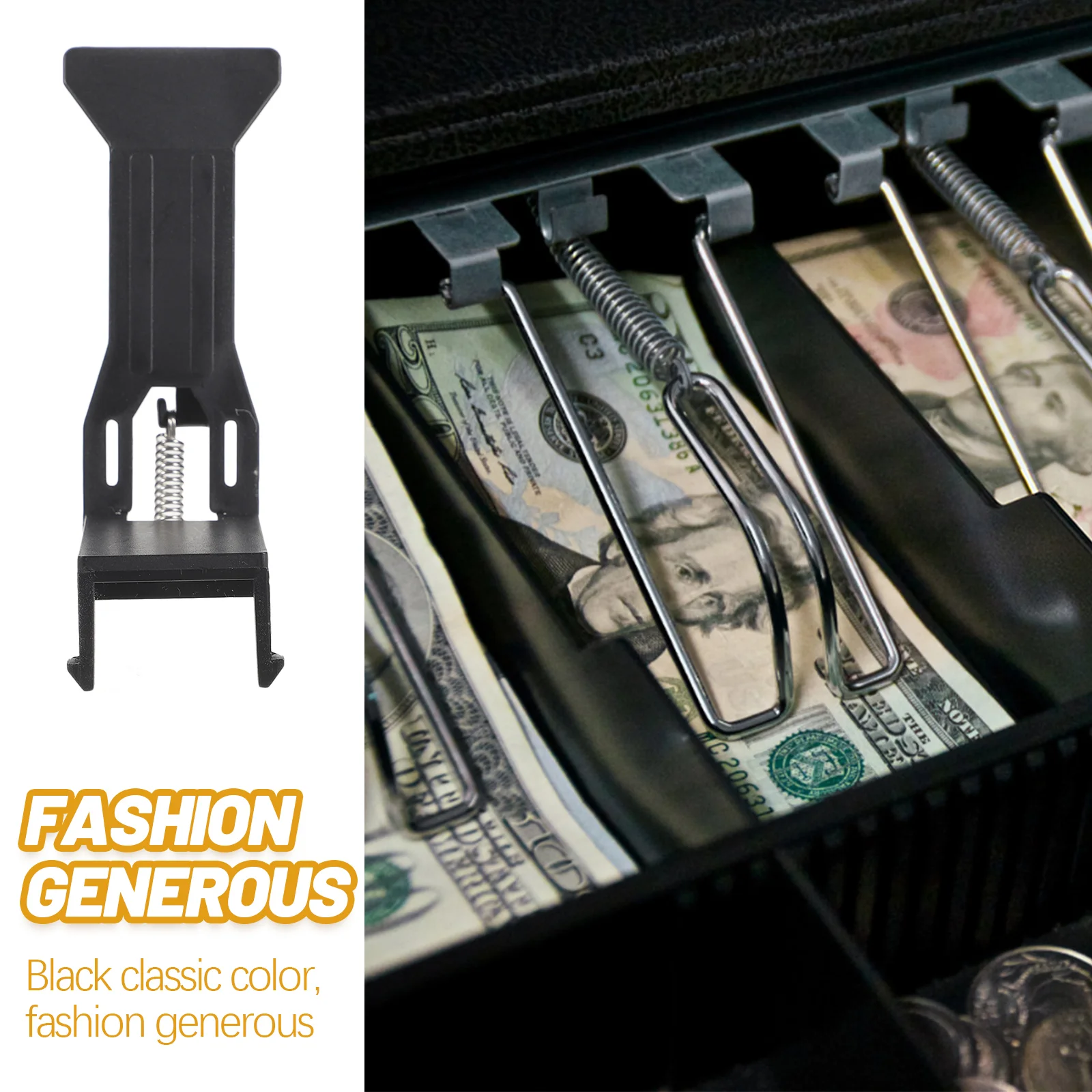 6 Pcs Universal Cash Box Clip Wallet Special 6pcs (Black) Currency Clamps till Supply Tray
6 Pcs Universal Cash Box Clip Wallet Special 6pcs (Black) Currency Clamps till Supply Tray