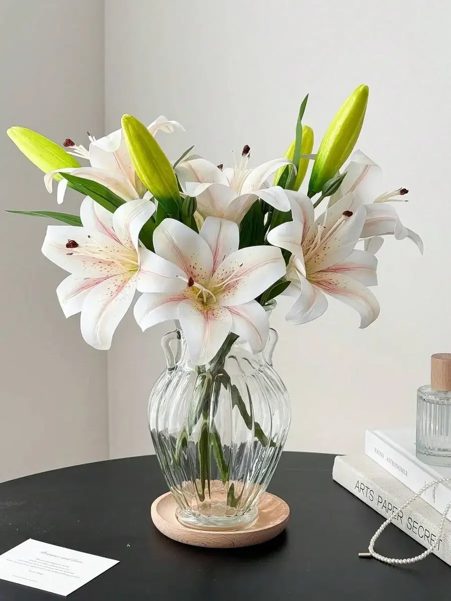 Elegant White Pink Lily Artificial Flower Arrangement 1–5 Pieces For Tabletop, Wedding, Home, Office Decor In Glass Vase
Elegant White Pink Lily Artificial Flower Arrangement 1–5 Pieces For Tabletop, Wedding, Home, Office Decor In Glass Vase