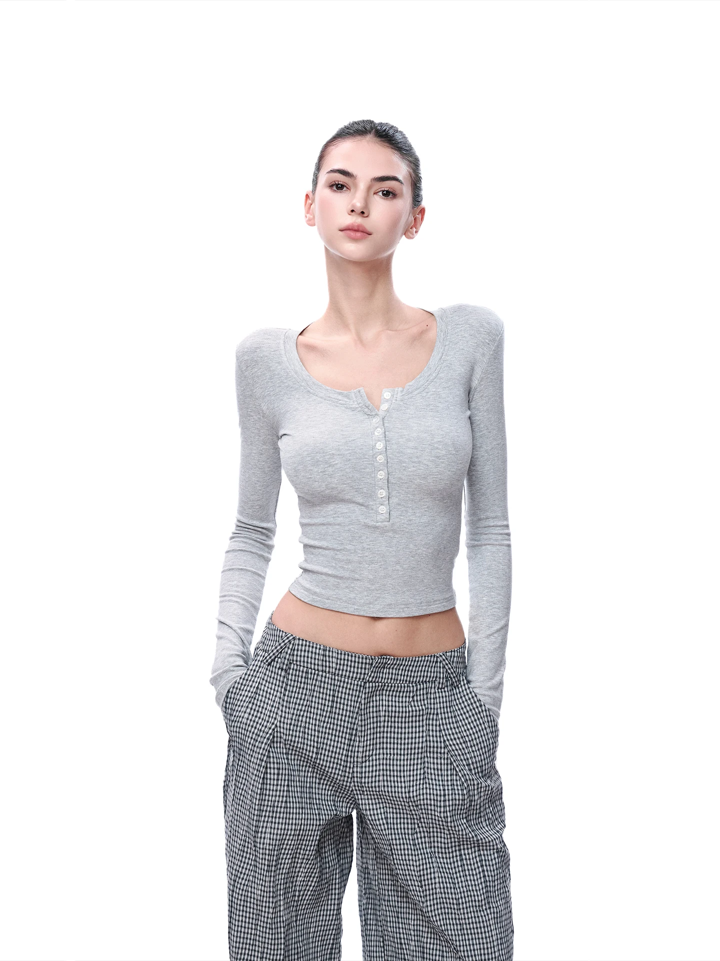 JLAUNT Grey Long Sleeve T-Shirt Women Summer Slim Fit Base Layer round Neck Body Shirt American Hot Girl Short Top
JLAUNT Grey Long Sleeve T-Shirt Women Summer Slim Fit Base Layer round Neck Body Shirt American Hot Girl Short Top