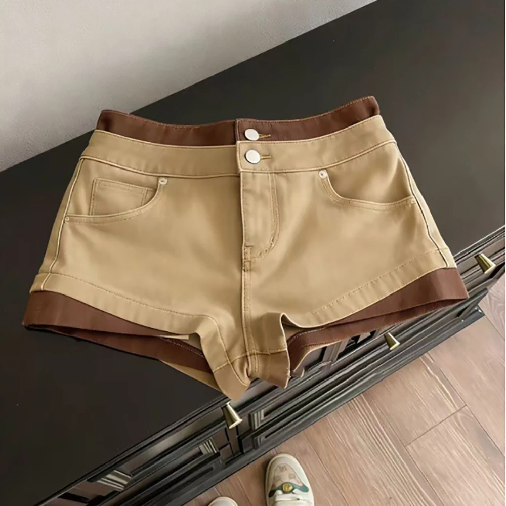 Women Khaki Denim Shorts Color Block High Waist Double Button Cuffed Hem Shorts Summer Casual Streetwear Y2K Hot Pants
Women Khaki Denim Shorts Color Block High Waist Double Button Cuffed Hem Shorts Summer Casual Streetwear Y2K Hot Pants