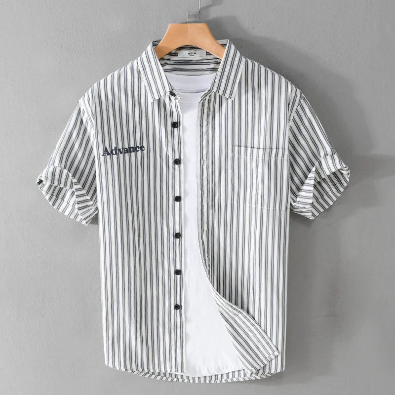 New Designer Short-Sleeve Stripe Cotton Quality Brand Shirts For Men Trend Comfortable Tops Clothing Plus Size Camisa Masculina
New Designer Short-Sleeve Stripe Cotton Quality Brand Shirts For Men Trend Comfortable Tops Clothing Plus Size Camisa Masculina
