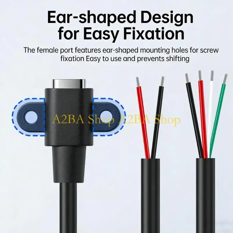 A2BA 10-Unit Type C Female To Wire Cables With Mounting Ear Secure Connection Line
A2BA 10-Unit Type C Female To Wire Cables With Mounting Ear Secure Connection Line
