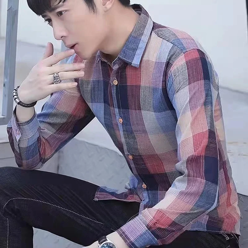 Spring Summer Fashion Men Long Sleeve Vintage Classic Plaid Shirt Boys Men's Shirts Top Loose Casual Shirt Man
Spring Summer Fashion Men Long Sleeve Vintage Classic Plaid Shirt Boys Men's Shirts Top Loose Casual Shirt Man