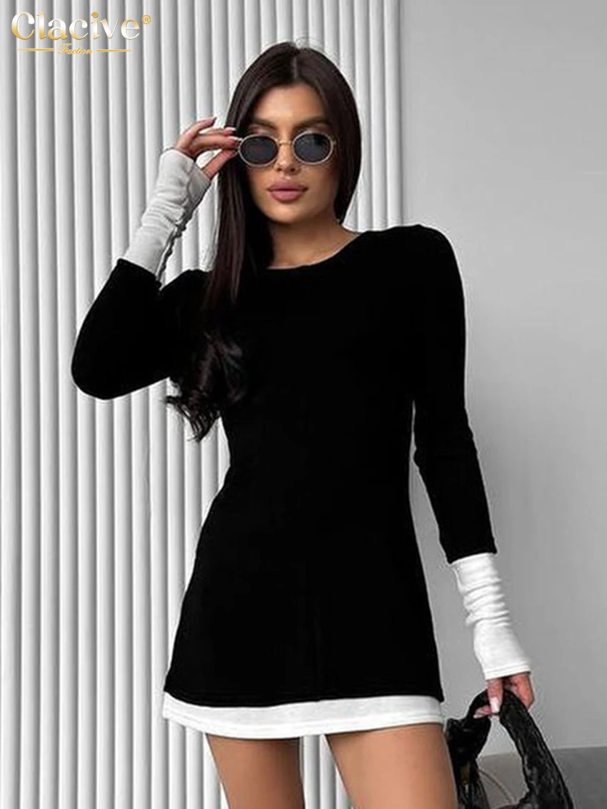 Clacive Bodycon Black Knitted Women's Dress 2025 Fashion O-Neck Long Sleeve Mini Dresses Elegant Classic Patchwork Female Dress
Clacive Bodycon Black Knitted Women's Dress 2025 Fashion O-Neck Long Sleeve Mini Dresses Elegant Classic Patchwork Female Dress