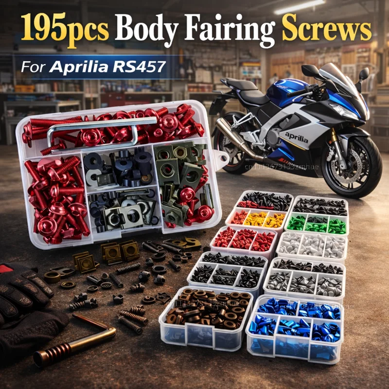 195pcs Motorcycle Fairing Bolts Body Screws Nuts For Aprilia RS457 RS660 RSV4 Tuono 660 RS 457 2024 2025 Kit Aluminum CNC Clips
195pcs Motorcycle Fairing Bolts Body Screws Nuts For Aprilia RS457 RS660 RSV4 Tuono 660 RS 457 2024 2025 Kit Aluminum CNC Clips
