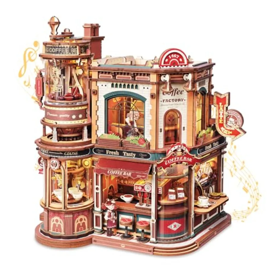 DIY miniature house kit for home decor: 3D wooden puzzle with music box LED lights, no-glue kinetic model in natural wood color
DIY miniature house kit for home decor: 3D wooden puzzle with music box LED lights, no-glue kinetic model in natural wood color