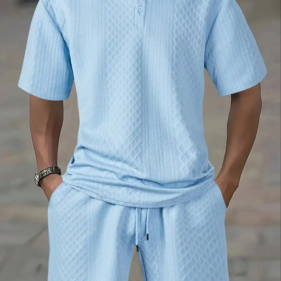 Mens 2-Piece Short Sleeve Shirt And Drawstring Shorts Set Jacquard Fabric Breathable Casual Outfit
Mens 2-Piece Short Sleeve Shirt And Drawstring Shorts Set Jacquard Fabric Breathable Casual Outfit