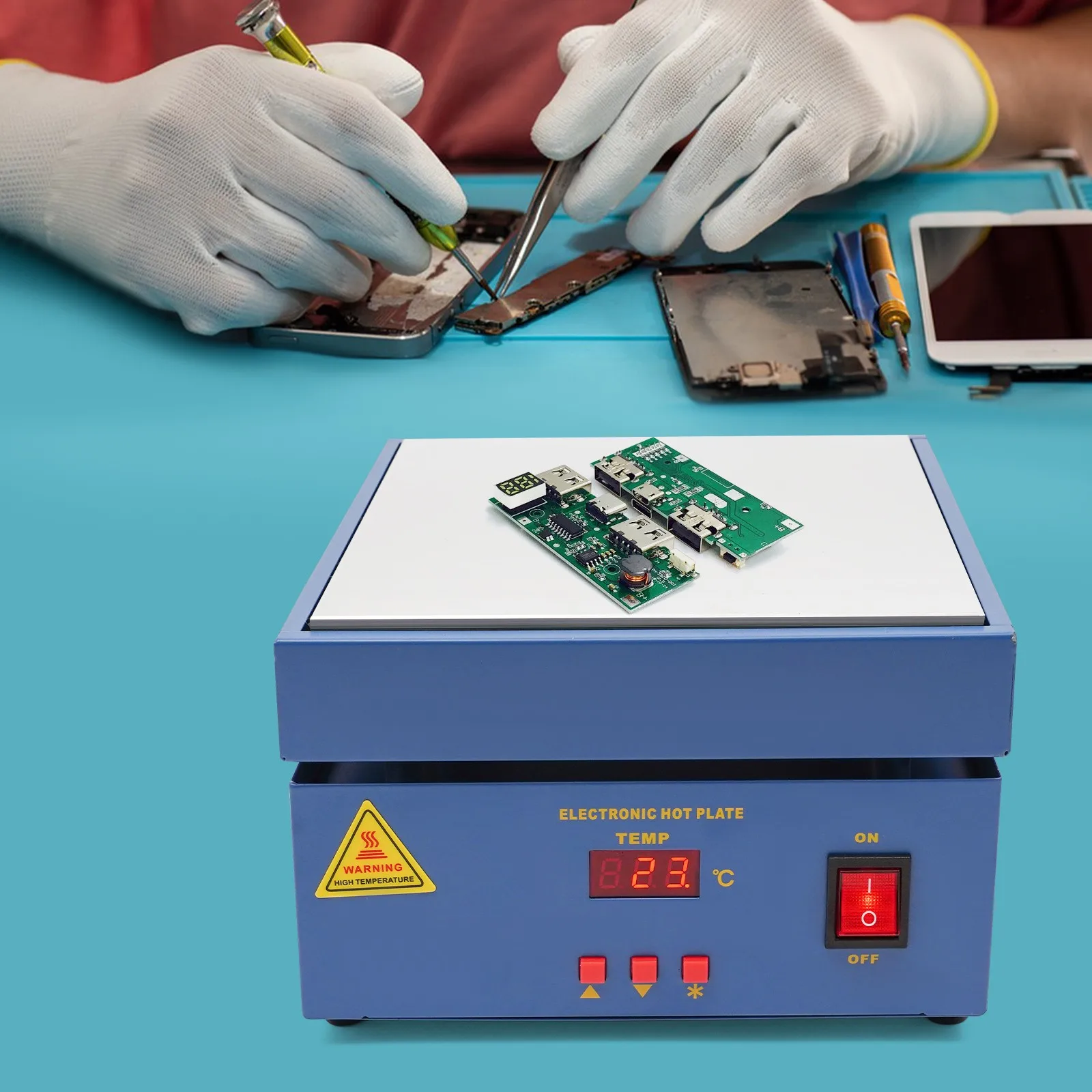 800W AC110V LCD Display Electric Preheat Soldering Station Soldering Hot Plate Machine 50~400°C/122~752°F
800W AC110V LCD Display Electric Preheat Soldering Station Soldering Hot Plate Machine 50~400°C/122~752°F