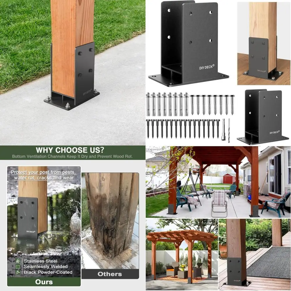 Heavy-Duty Stainless Steel 6x6 Post Base with Airflow Channel for Deck Railing, Pergolas, and Fence Pillars, 2-Pack
Heavy-Duty Stainless Steel 6x6 Post Base with Airflow Channel for Deck Railing, Pergolas, and Fence Pillars, 2-Pack