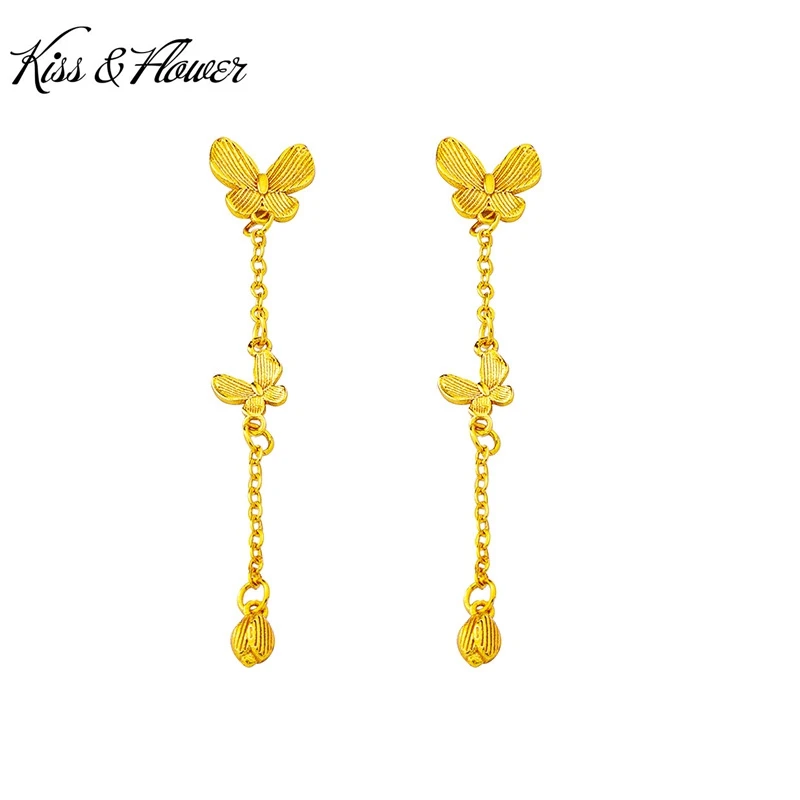 KISS&FLOWER 24KT Gold Butterfly Tassel Stud Earrings For Women Wedding Party Birthday Christmas Bride Mother Girl Gifts ER523
KISS&FLOWER 24KT Gold Butterfly Tassel Stud Earrings For Women Wedding Party Birthday Christmas Bride Mother Girl Gifts ER523