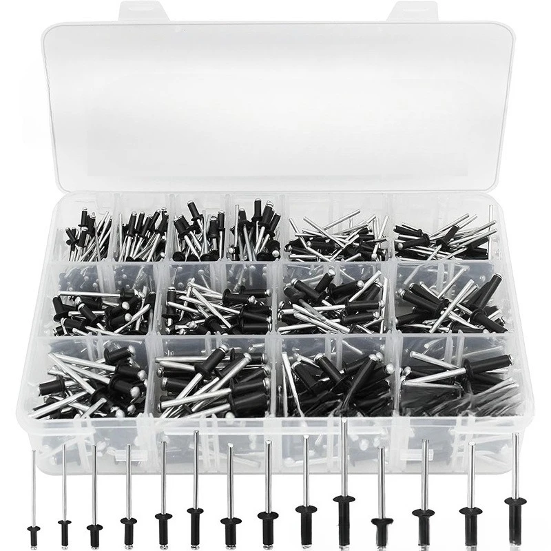 500pcs black pop rivets, boxed flange blind rivet combination, open type round head aluminum iron pull rivets
500pcs black pop rivets, boxed flange blind rivet combination, open type round head aluminum iron pull rivets