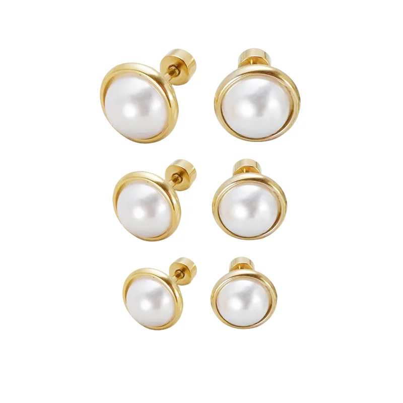 EVISPOL Trendy Vintage Pearl Earrings For Women Stainless Steel Screw-Back Stud Earrings Wedding Ear Piercing Jewelry Gifts
EVISPOL Trendy Vintage Pearl Earrings For Women Stainless Steel Screw-Back Stud Earrings Wedding Ear Piercing Jewelry Gifts