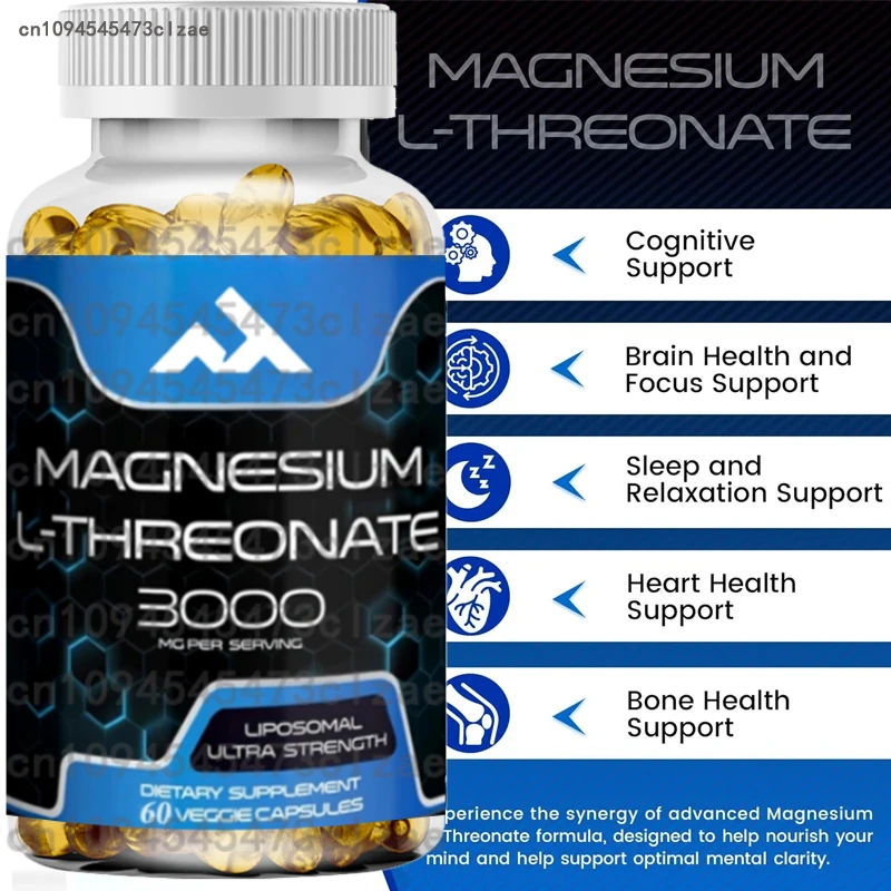 L-Threonate Magnesium Supplemental Capsules 60 Capsules with 3000mg High Absorption Liposomes for Brain, Sleep Support, Energy
L-Threonate Magnesium Supplemental Capsules 60 Capsules with 3000mg High Absorption Liposomes for Brain, Sleep Support, Energy