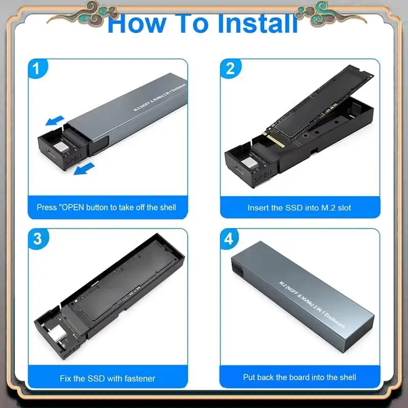 Прочный корпус SSD с двумя протоколами M2 Nvme NGFF SATA SSD-коробка 10 Гбит/с для внешнего корпуса USB3.1 для 2230 2242 2260 2280 M/B&M Key
Прочный корпус SSD с двумя протоколами M2 Nvme NGFF SATA SSD-коробка 10 Гбит/с для внешнего корпуса USB3.1 для 2230 2242 2260 2280 M/B&M Key