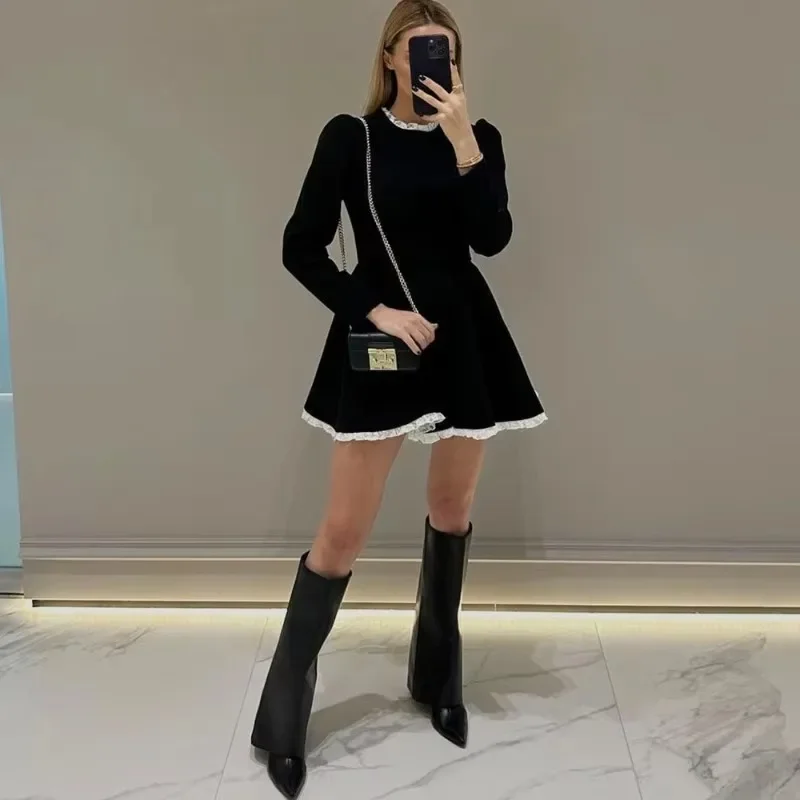 Tuularose Black Lace Slim Mini Dress Women's Elegant Patchwork Fashion Retro Party Short Dress High Waist Long Sleeve Mini Dress
Tuularose Black Lace Slim Mini Dress Women's Elegant Patchwork Fashion Retro Party Short Dress High Waist Long Sleeve Mini Dress