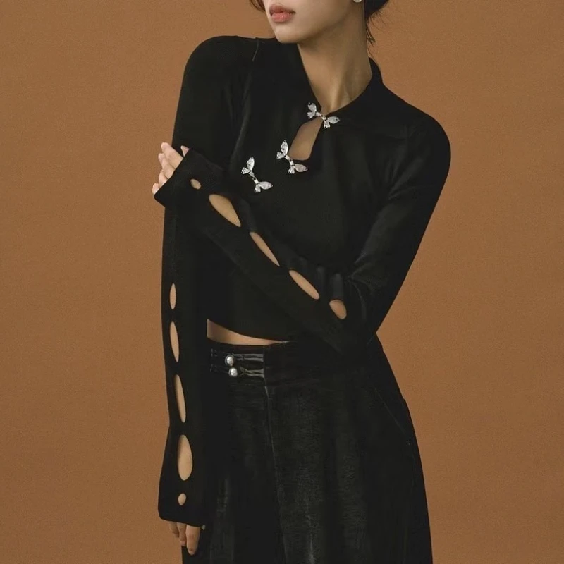 New Chinese National Style Hollow Knitted Sweater Women's Autumn and Winter Design Sense Short Top Comfortable and Beautiful
New Chinese National Style Hollow Knitted Sweater Women's Autumn and Winter Design Sense Short Top Comfortable and Beautiful