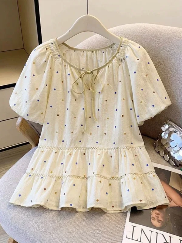 Polka Dot Short Sleeve Shirt Women's Summer New Large Size Fat MM Anti-Aging Doll Shirt Korean Style Commute Wind
Polka Dot Short Sleeve Shirt Women's Summer New Large Size Fat MM Anti-Aging Doll Shirt Korean Style Commute Wind