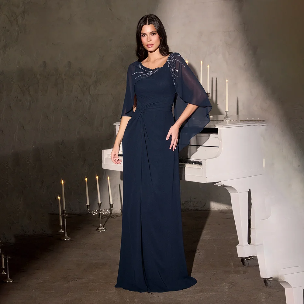 Customized Chiffon Straight Floor Length Mother of The Bride Dresses Scoop Neck Half Sleeve Back Zipper Mother Gowns
Customized Chiffon Straight Floor Length Mother of The Bride Dresses Scoop Neck Half Sleeve Back Zipper Mother Gowns