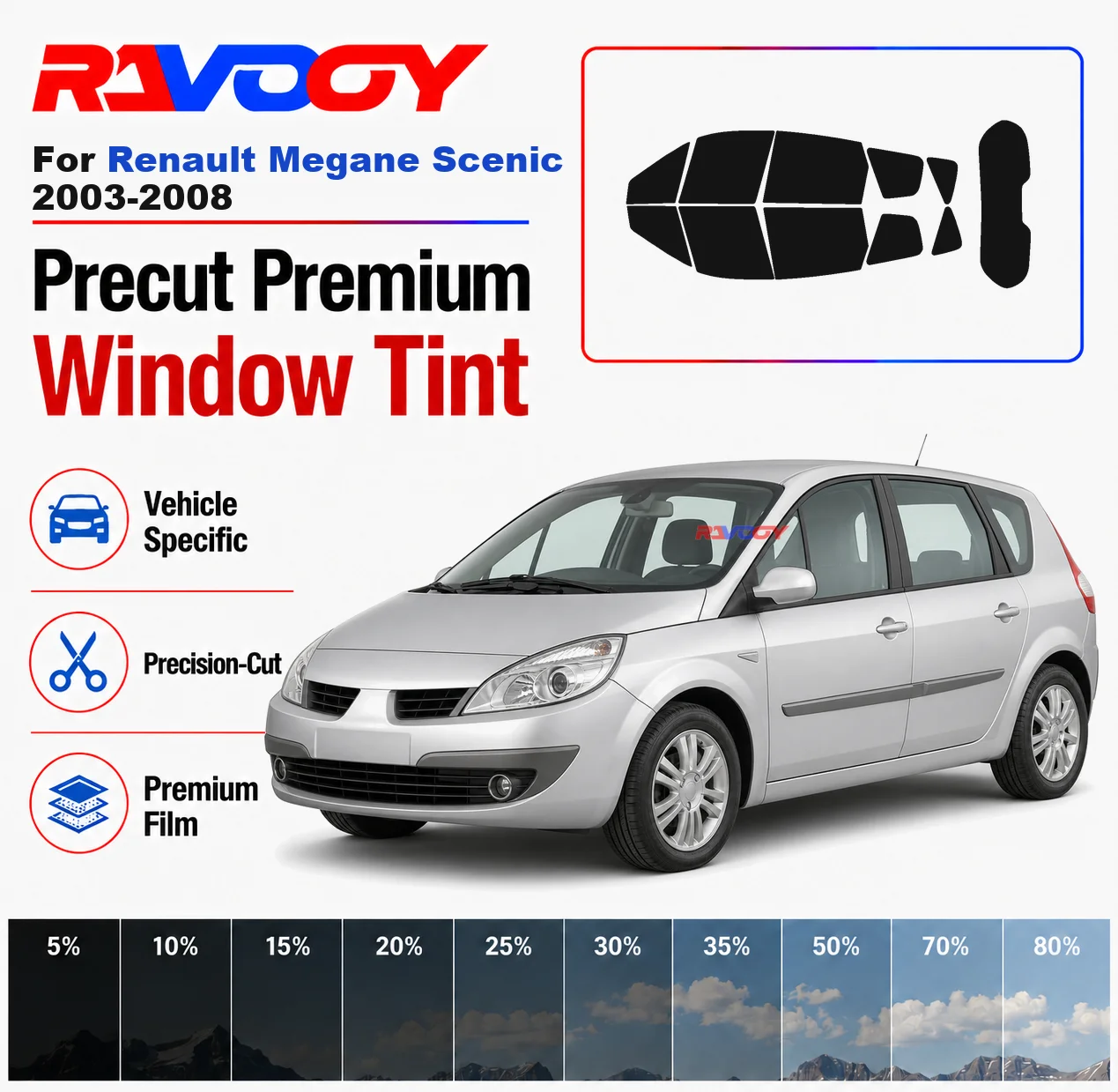 Premium Precut Window Tint Kit Front Windows Rear Windows Rear Windshield For Renault Megane Scenic 2003-2008 Nano Ceramic Film
Premium Precut Window Tint Kit Front Windows Rear Windows Rear Windshield For Renault Megane Scenic 2003-2008 Nano Ceramic Film