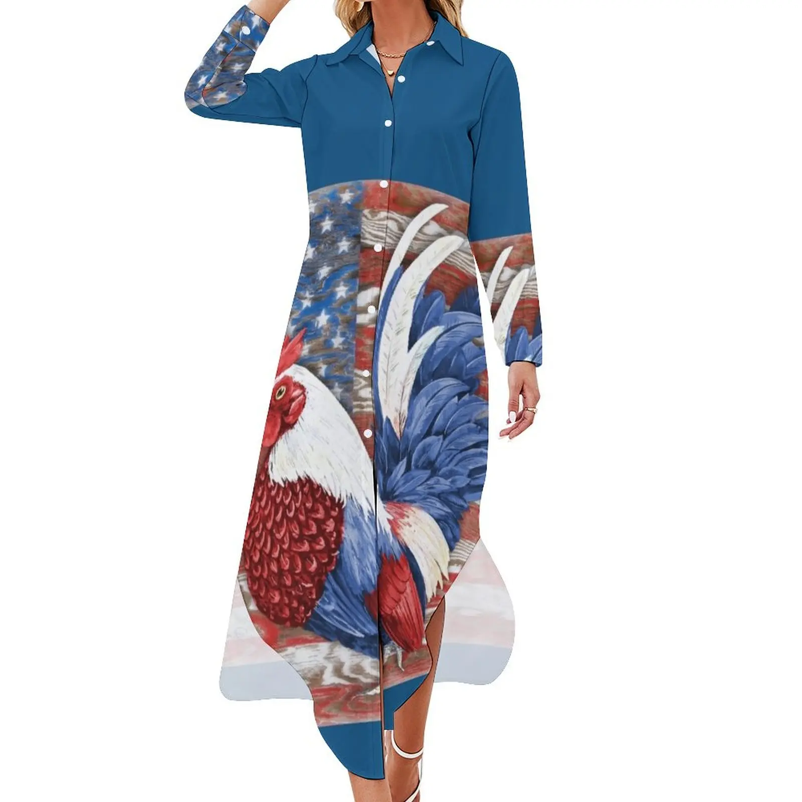 American Rooster A2 Long Sleeved Shirt Dress party dress women elegant luxury women's evening dress 2024
American Rooster A2 Long Sleeved Shirt Dress party dress women elegant luxury women's evening dress 2024
