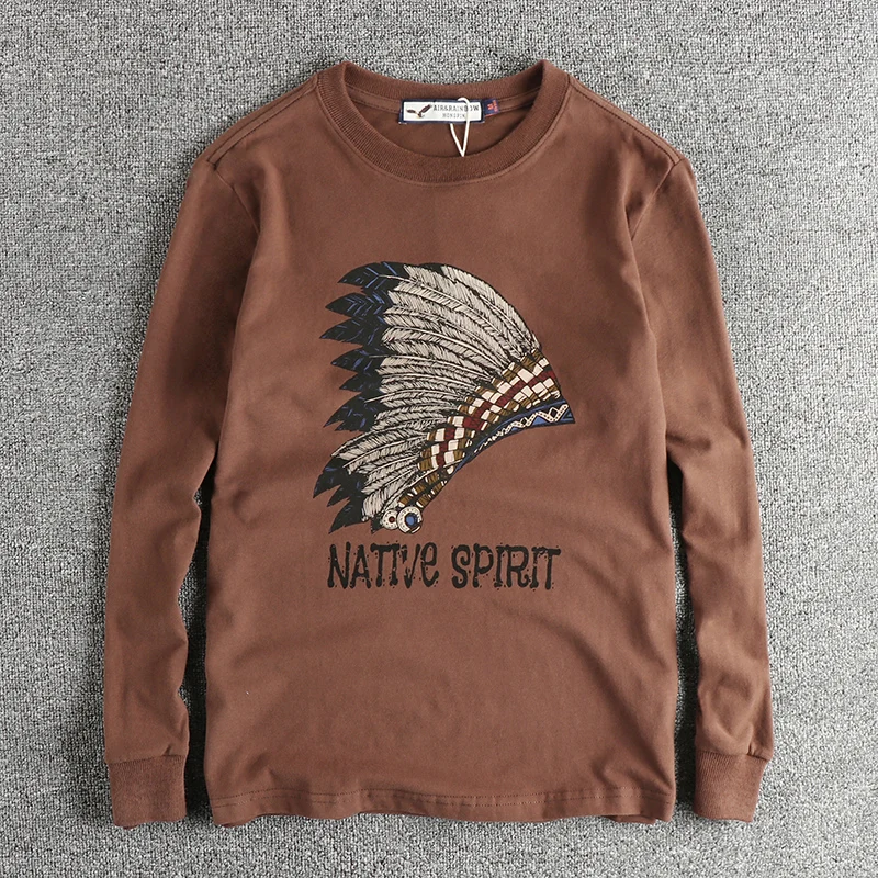 Vintage Indian pattern long sleeve T-shirt men's combed 100% cotton wash comfortable loose base shirt
Vintage Indian pattern long sleeve T-shirt men's combed 100% cotton wash comfortable loose base shirt