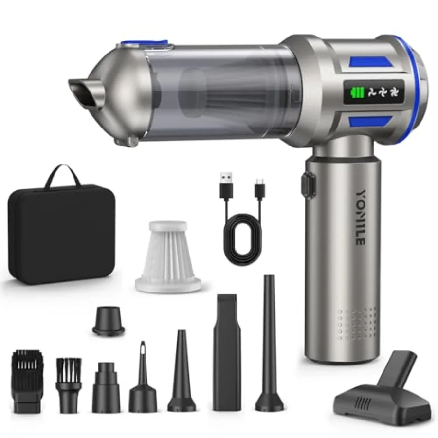 Wireless handheld vacuum for car, office and home; brushless motor, 27000PA suction, 9000mAh battery; black; ultra-compact 2-in
Wireless handheld vacuum for car, office and home; brushless motor, 27000PA suction, 9000mAh battery; black; ultra-compact 2-in