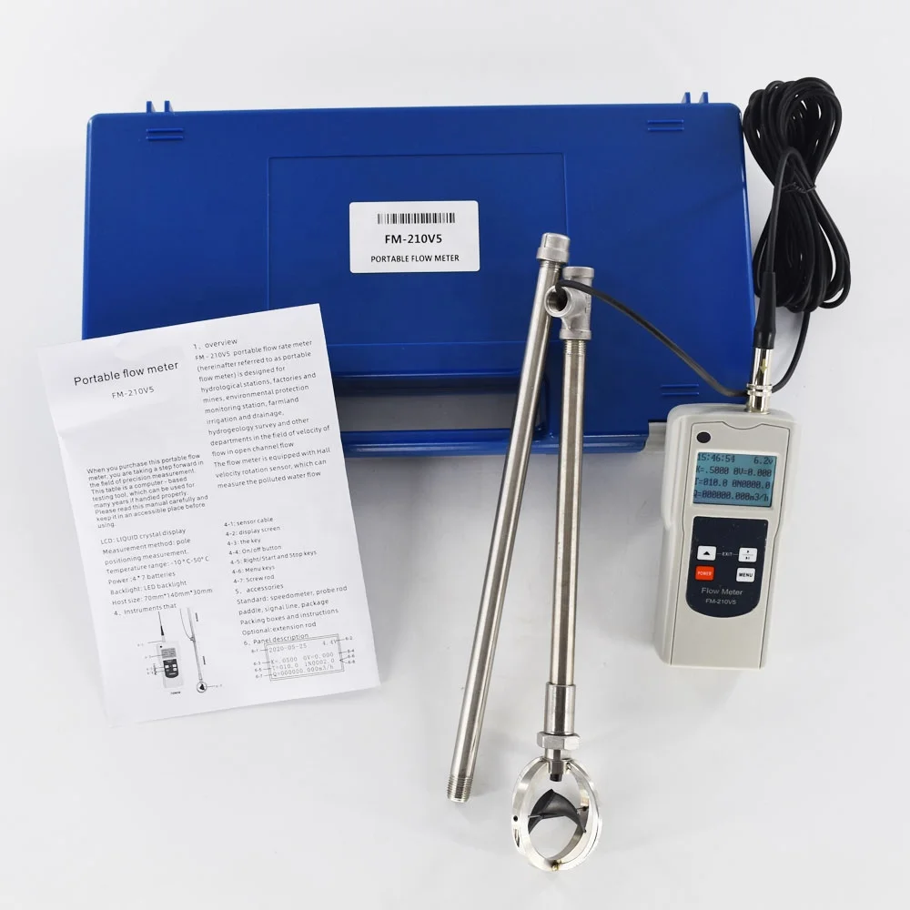 Portable Flow Rate Meter FM-210V5 Velocity Measurement Instrument Digital Flow Meter Open Channel Flowmeter
Portable Flow Rate Meter FM-210V5 Velocity Measurement Instrument Digital Flow Meter Open Channel Flowmeter