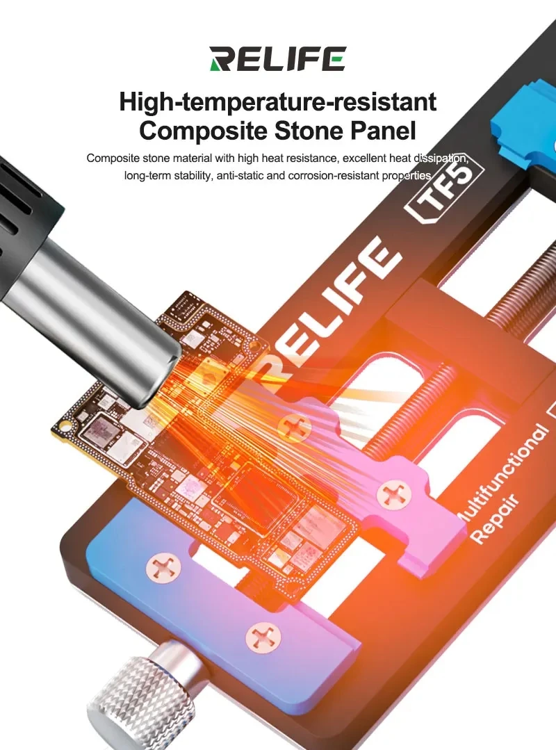 RELIFE TF5 Multifunctional Repair Jig Tool for Phone Motherboard CPU Chip Removal and Reballing Anti Slip Base
RELIFE TF5 Multifunctional Repair Jig Tool for Phone Motherboard CPU Chip Removal and Reballing Anti Slip Base