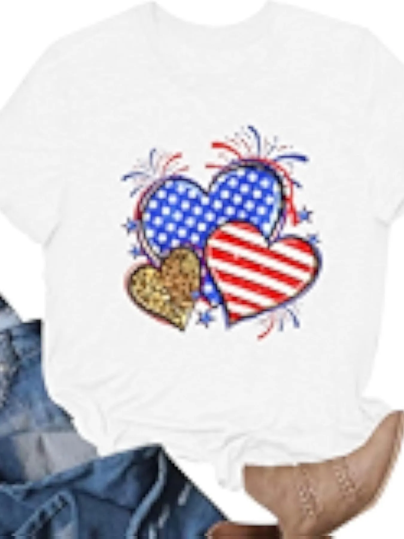Plus size women's short sleeve T-shirt Heart Pattern With Stars And Stripes breathable fabric summer outfit women's clothing
Plus size women's short sleeve T-shirt Heart Pattern With Stars And Stripes breathable fabric summer outfit women's clothing