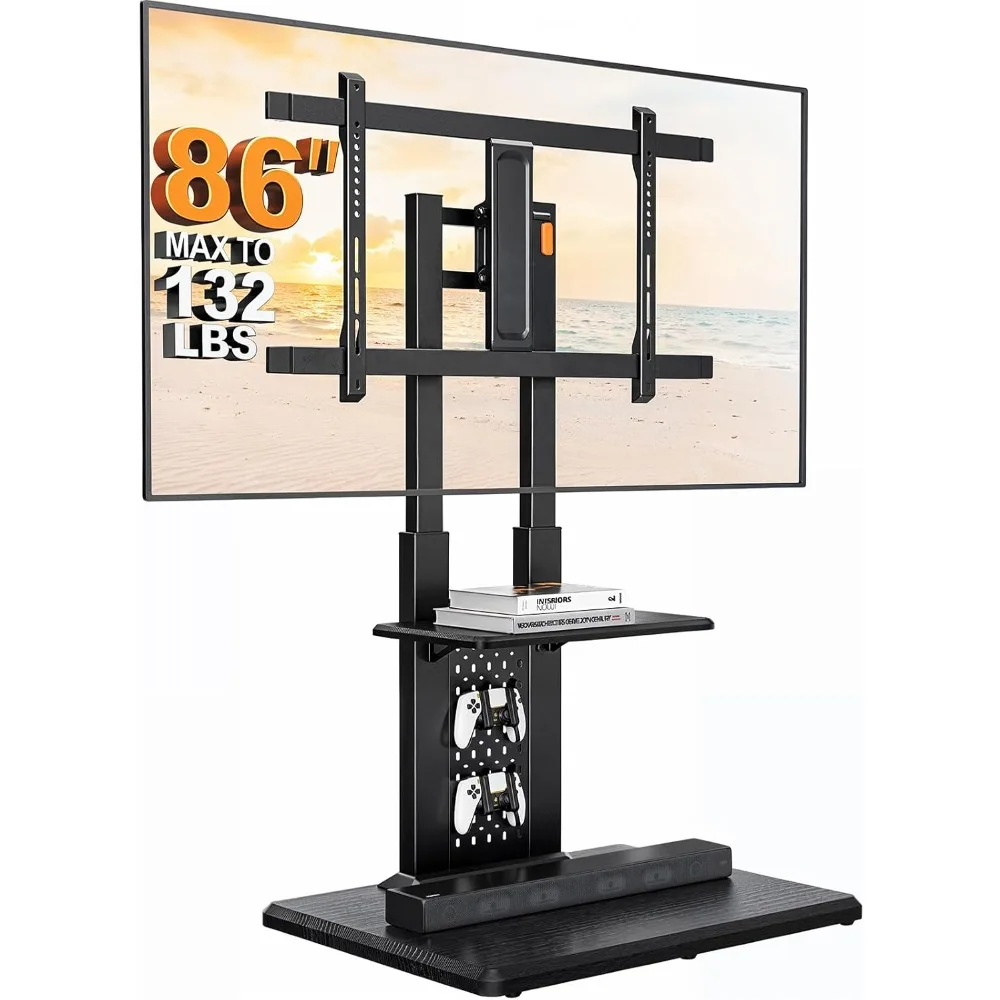 Adjustable TV Stand for 32-86 Inch Screens, 132 lbs Capacity, with Pegboard and Swivel Feature, Offering 6 Height Adjustment Opt
Adjustable TV Stand for 32-86 Inch Screens, 132 lbs Capacity, with Pegboard and Swivel Feature, Offering 6 Height Adjustment Opt