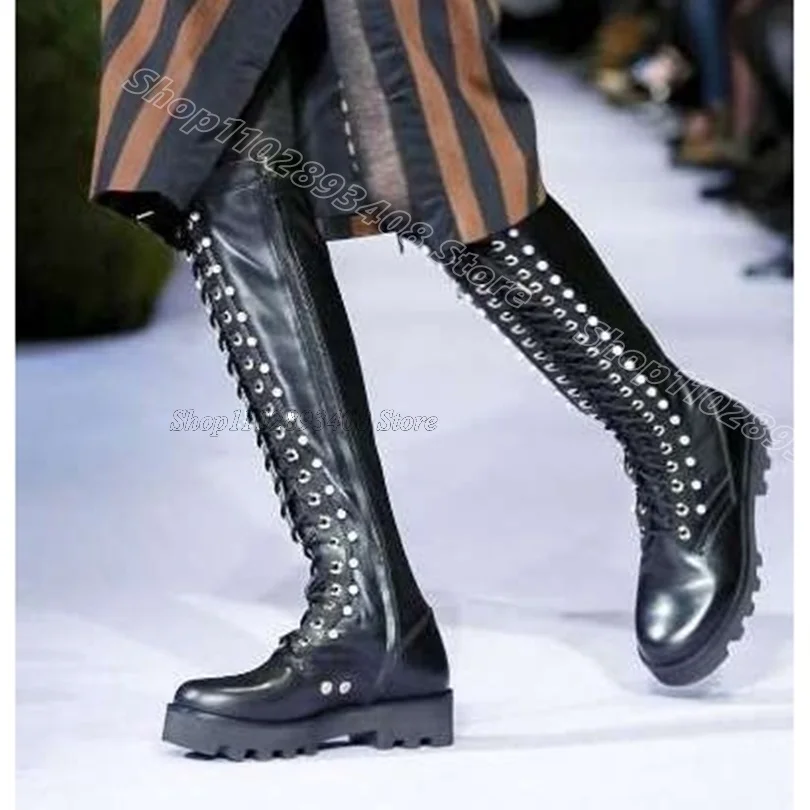 Black Pearl Decor Lace up Boots Round Toe Solid Matte Leather Stylish Design for Women Punk Style Boots 2024 Zapatos Para Mujere
Black Pearl Decor Lace up Boots Round Toe Solid Matte Leather Stylish Design for Women Punk Style Boots 2024 Zapatos Para Mujere