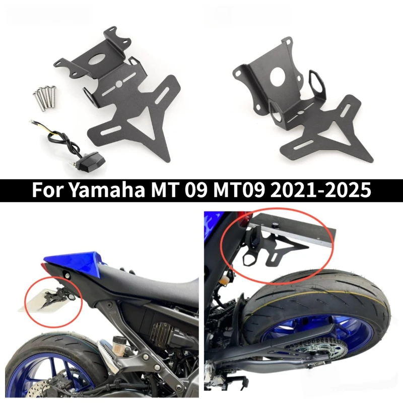 Motorcycle license plate holder with short tail license plate and LED light plate for Yamaha MT 09 MT09 2021-2025
Motorcycle license plate holder with short tail license plate and LED light plate for Yamaha MT 09 MT09 2021-2025