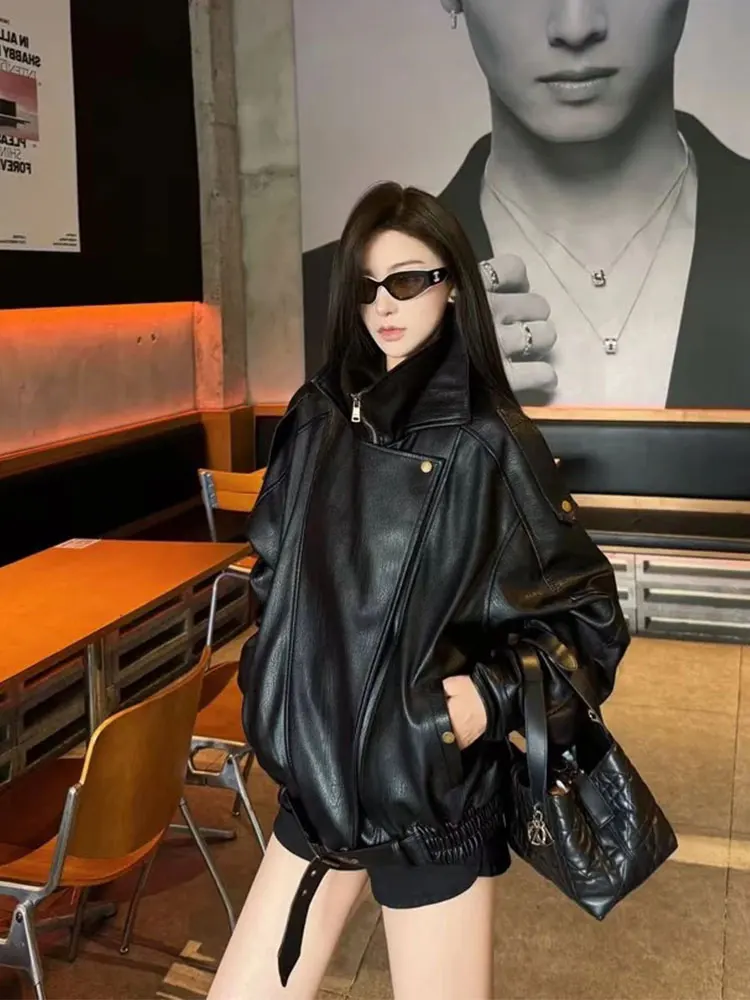 Retro American Bla Motorcycle Sle ort Jaet Women's Autumn Winter High-End Feel Collar Haome Workwear PU Leather Ja...
Retro American Bla Motorcycle Sle ort Jaet Women's Autumn Winter High-End Feel Collar Haome Workwear PU Leather Ja...