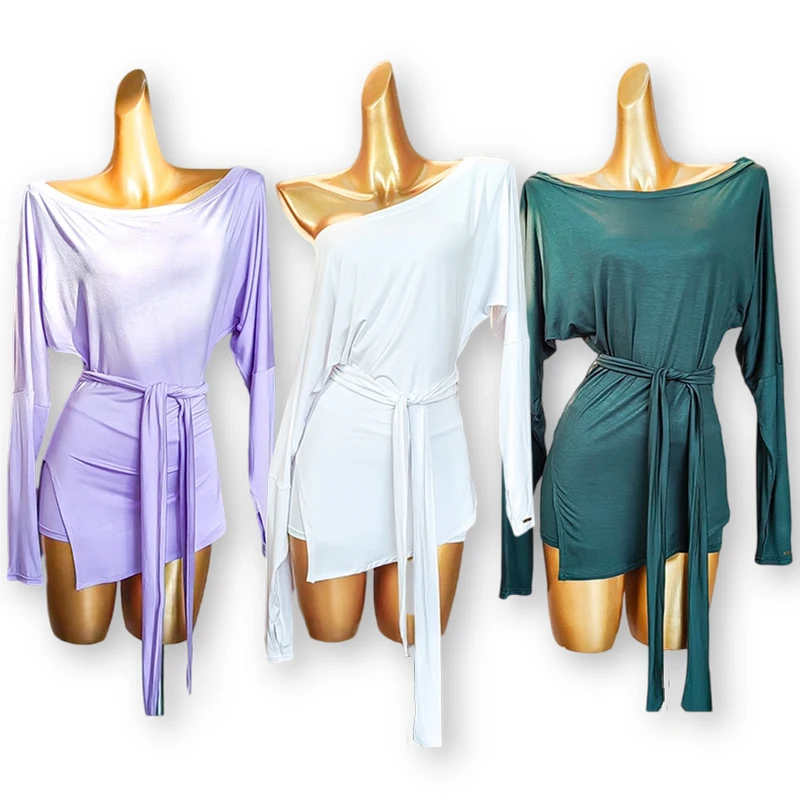 Latin Dance Costume Women Dancing Training Clothes Modal Loose Tops Dancer Practice Wear Line Dance Costume Purple White VDL2497
Latin Dance Costume Women Dancing Training Clothes Modal Loose Tops Dancer Practice Wear Line Dance Costume Purple White VDL2497